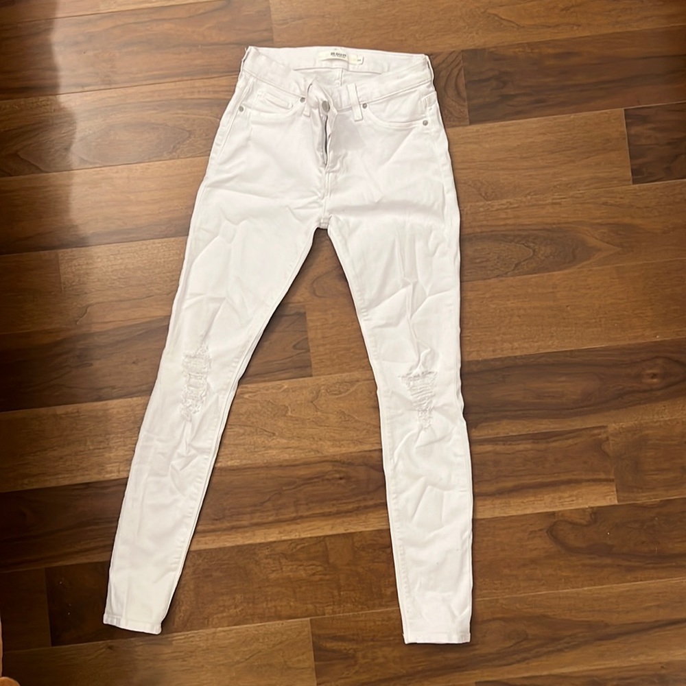 Hudson white skinny jeans ripped size 24